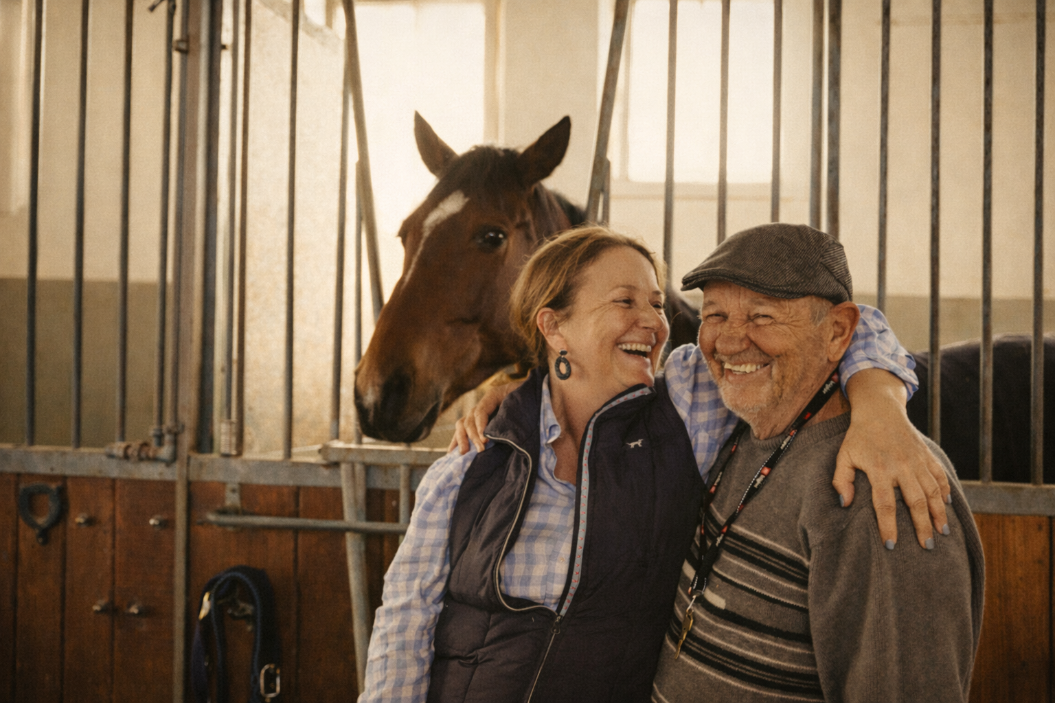 Rider on horseback in open field