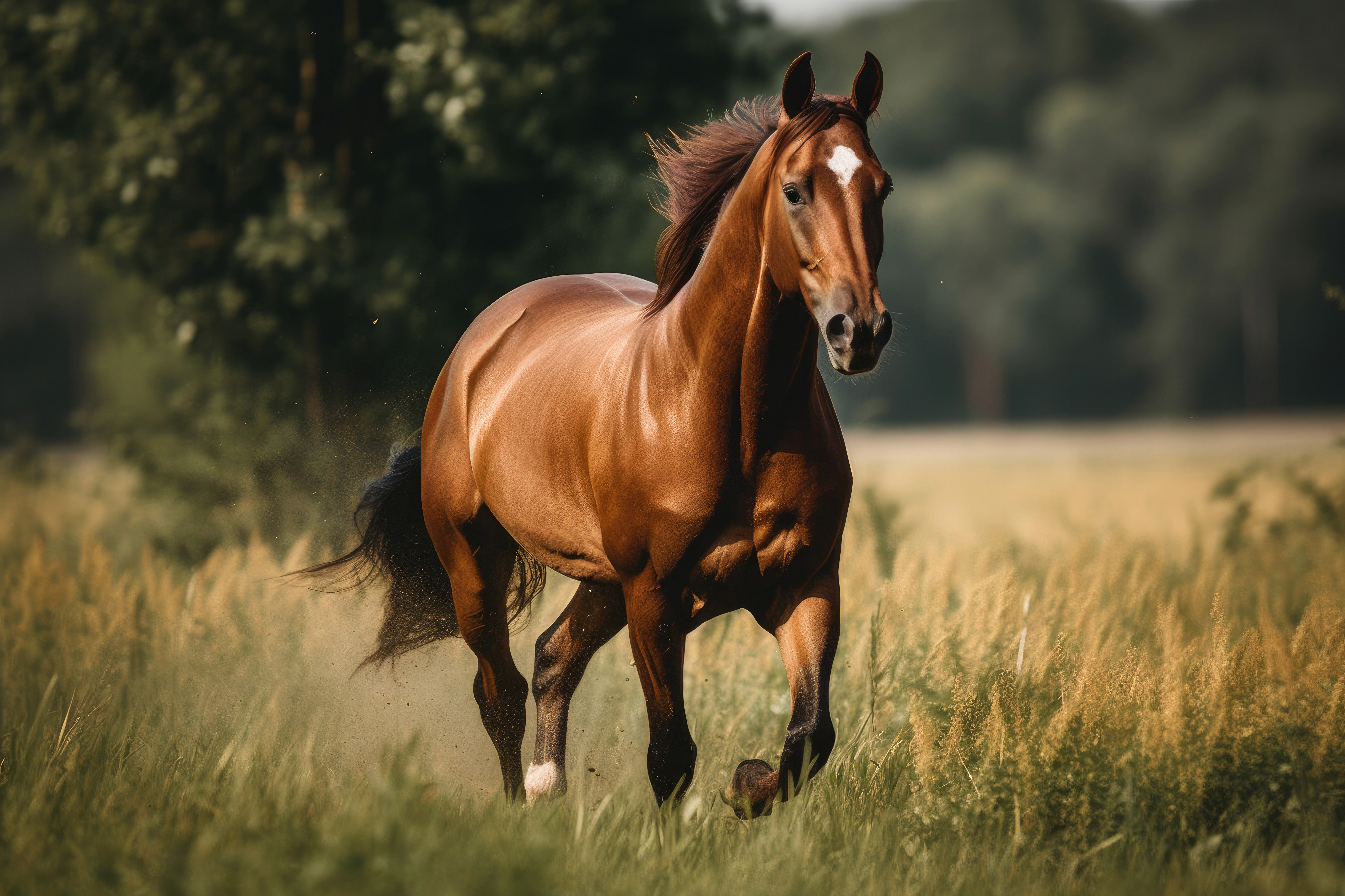 Horse in warm golden evening light
